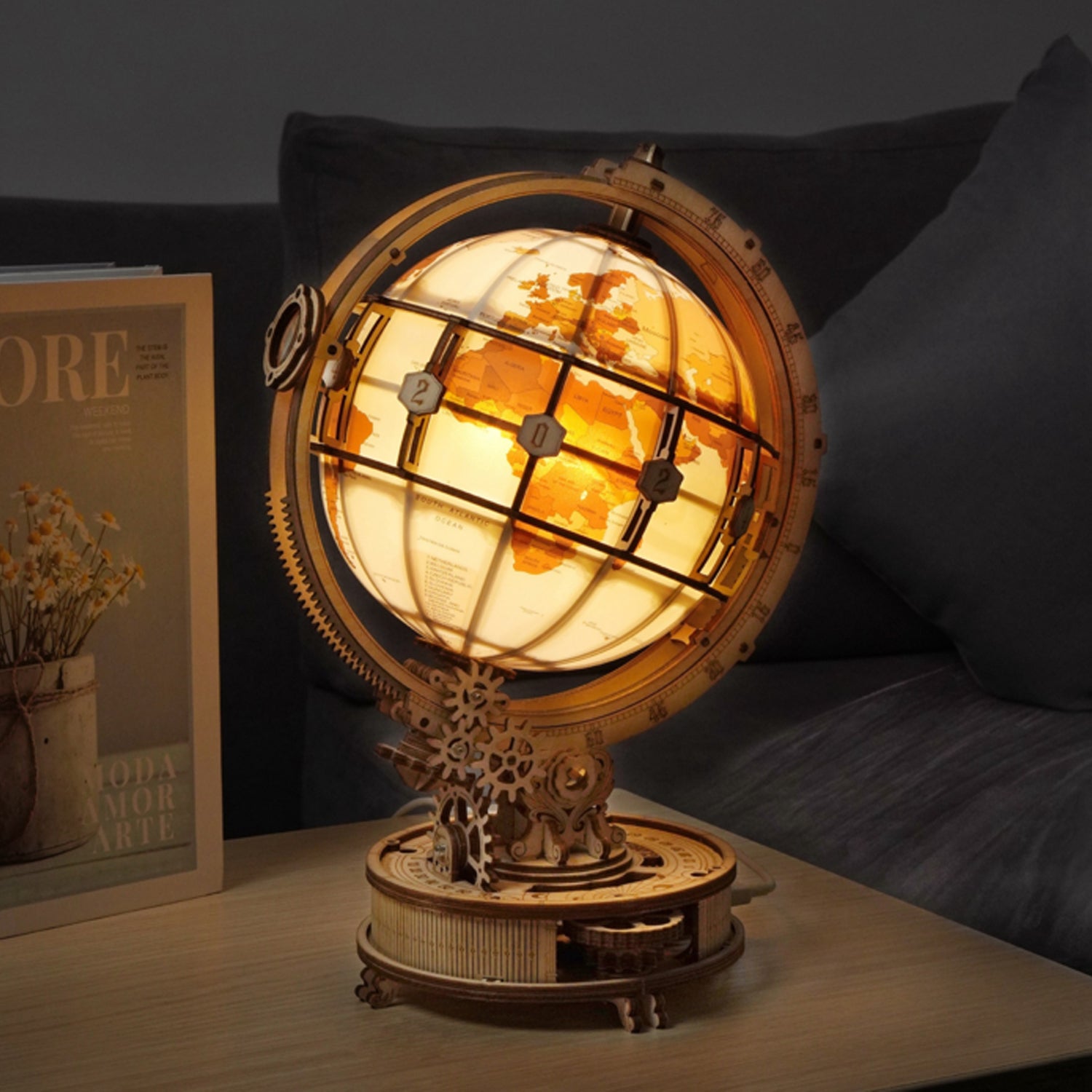 3D Holzpuzzle Globus mit Beleuchtung
