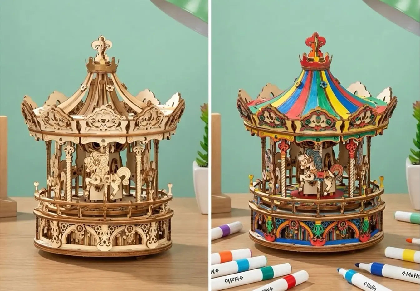 3D Holzpuzzle Karussell + MagicFarben