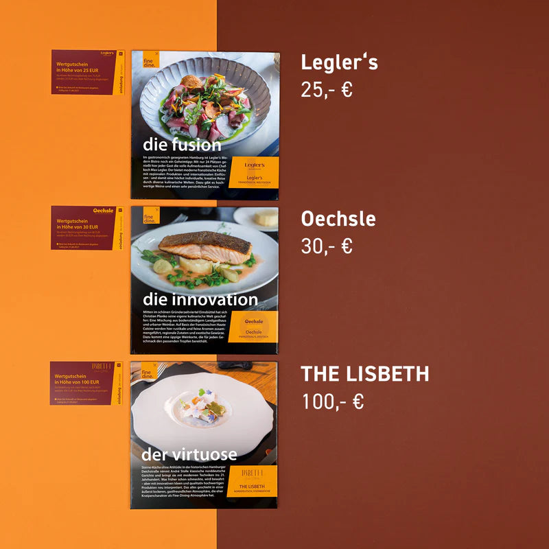 Die Fine Dine Box Hamburg mit 12 Restaurantgutscheinen