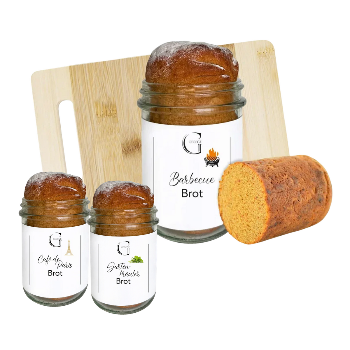 Brot im Glas 3er-Set mit Schneidebrett