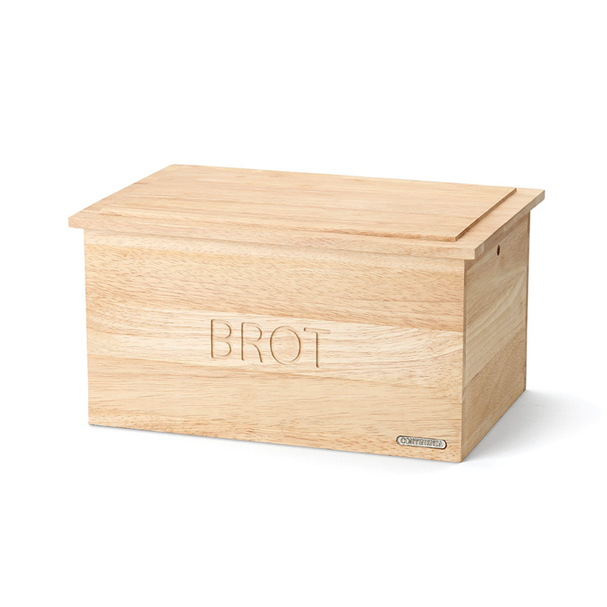 Brotkasten aus Holz mit Lamellendeckel und BROT-Gravur