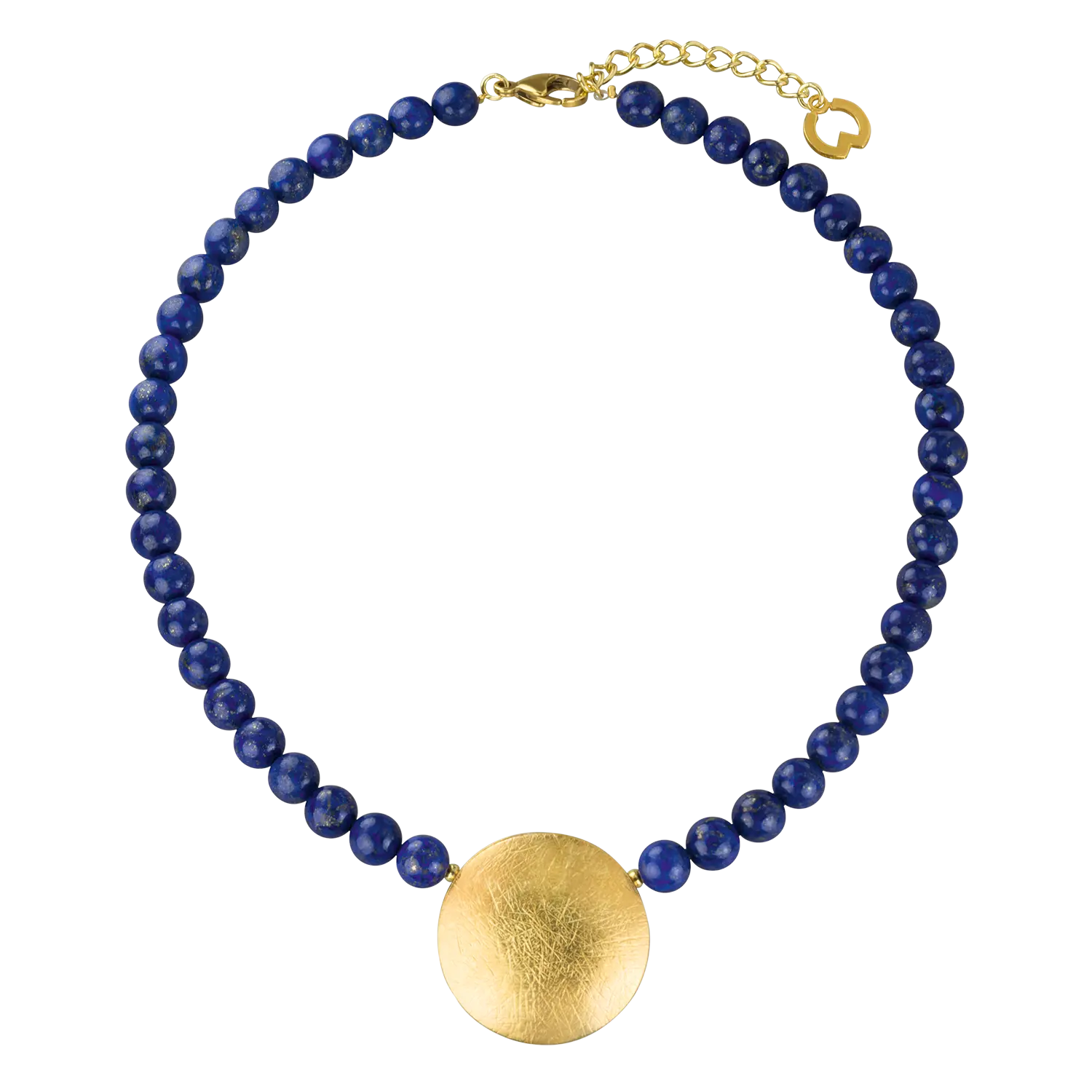 Collier "Sonnenscheibe" mit Lapislazuli-Perlen