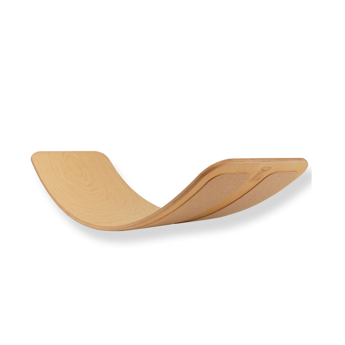 Das das.Brett – Balance Board verfügt über glatte Kanten, eine helle Holzmaserung und ist aus ökologischen Materialien gefertigt, abgebildet vor einem weißen Hintergrund.