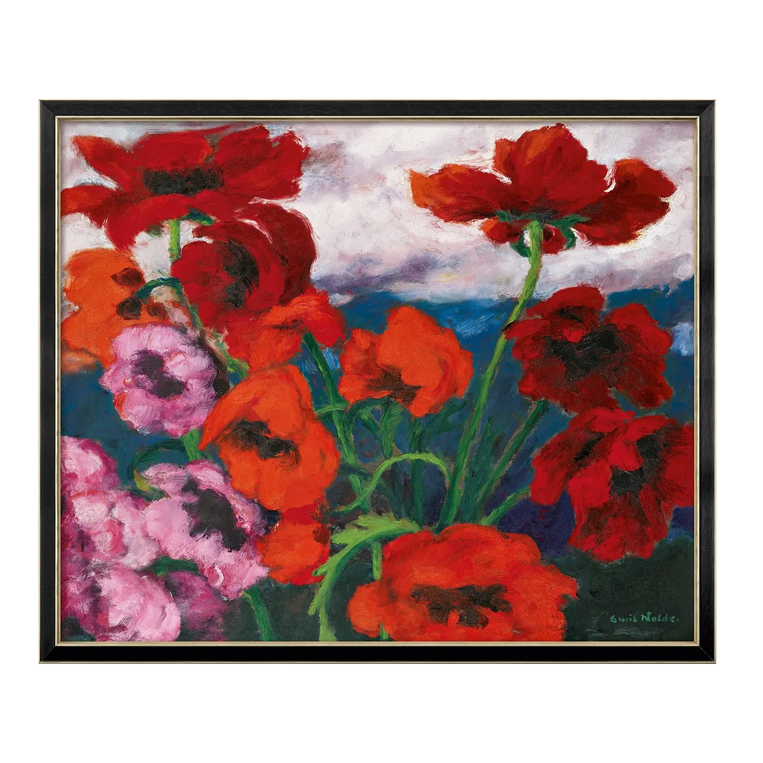 Bild "Großer Mohn (Rot, Rot, Rot)", schwarz-silber
