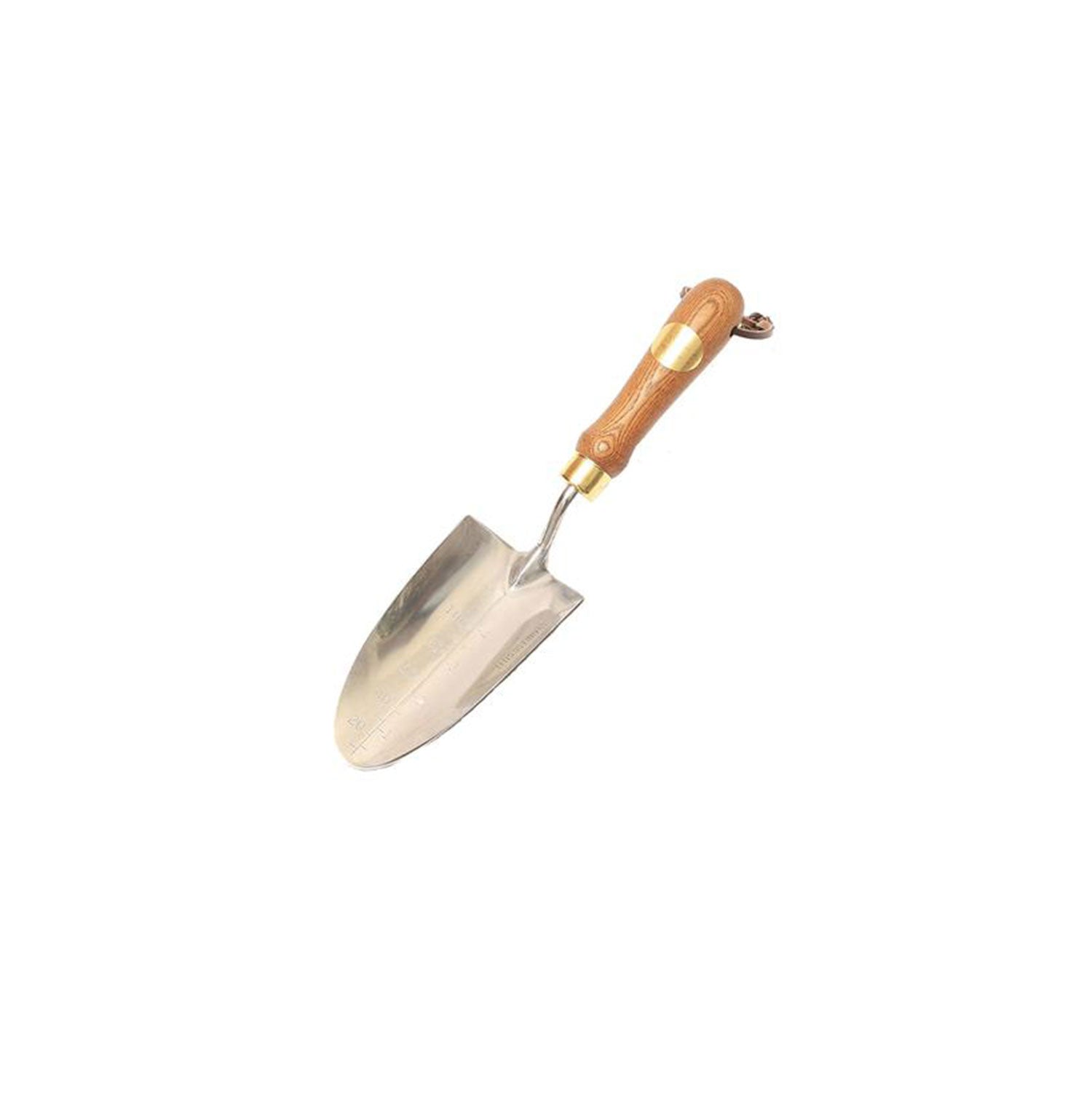 Das Gartengeschenkset „Klassik“ besteht aus einer Gartenkelle aus Edelstahl mit Holzgriff und Lederschlaufe, perfekt für alle Gartenarbeiten.