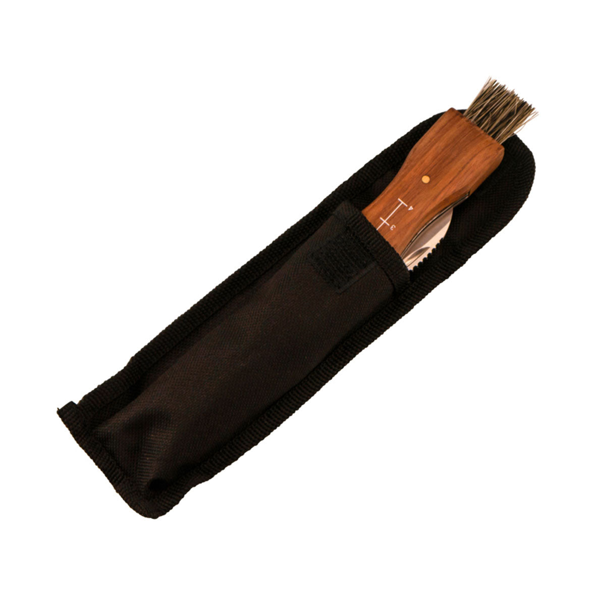 Dieses Pilzsammler-Set für Pilzliebhaber enthält ein Pilzmesser mit Holzgriff und kleiner Bürste.