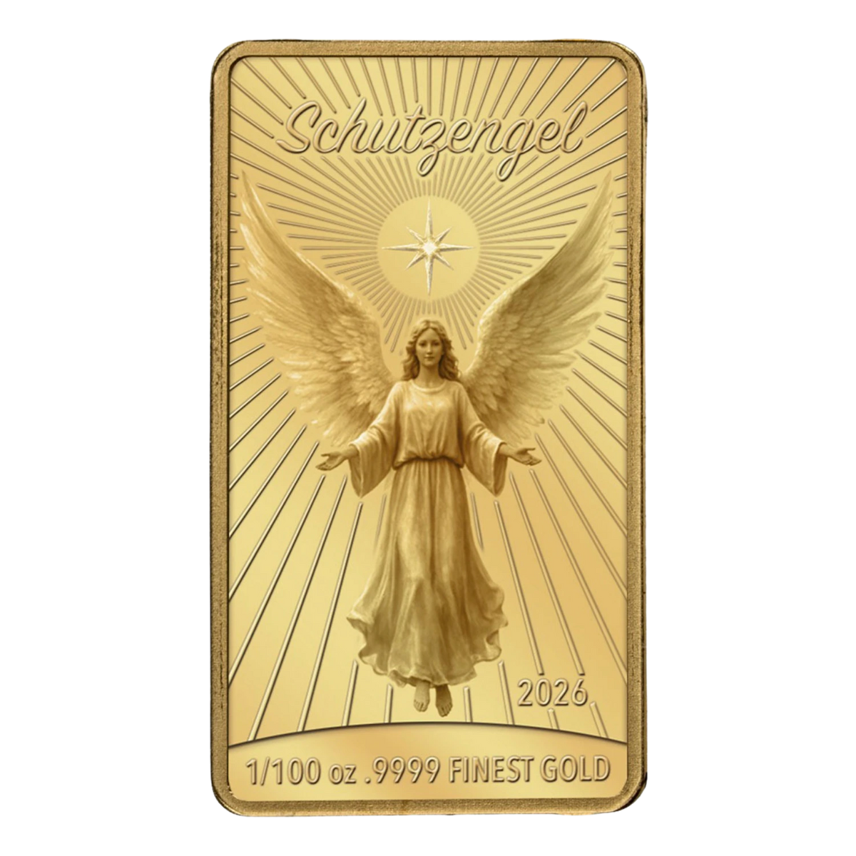 Goldbarren „Schutzengel" in Geschenkkarte mit Schleife