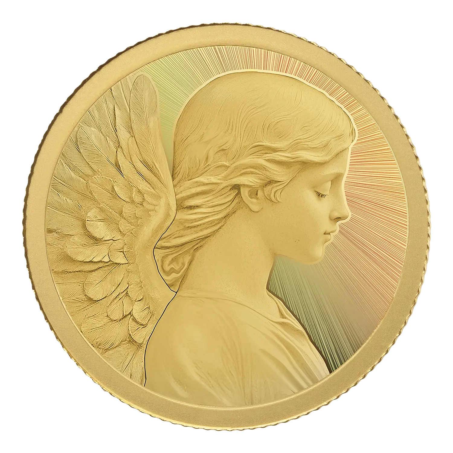 Goldmünze Weihnachtsengel, im Samtsäckchen