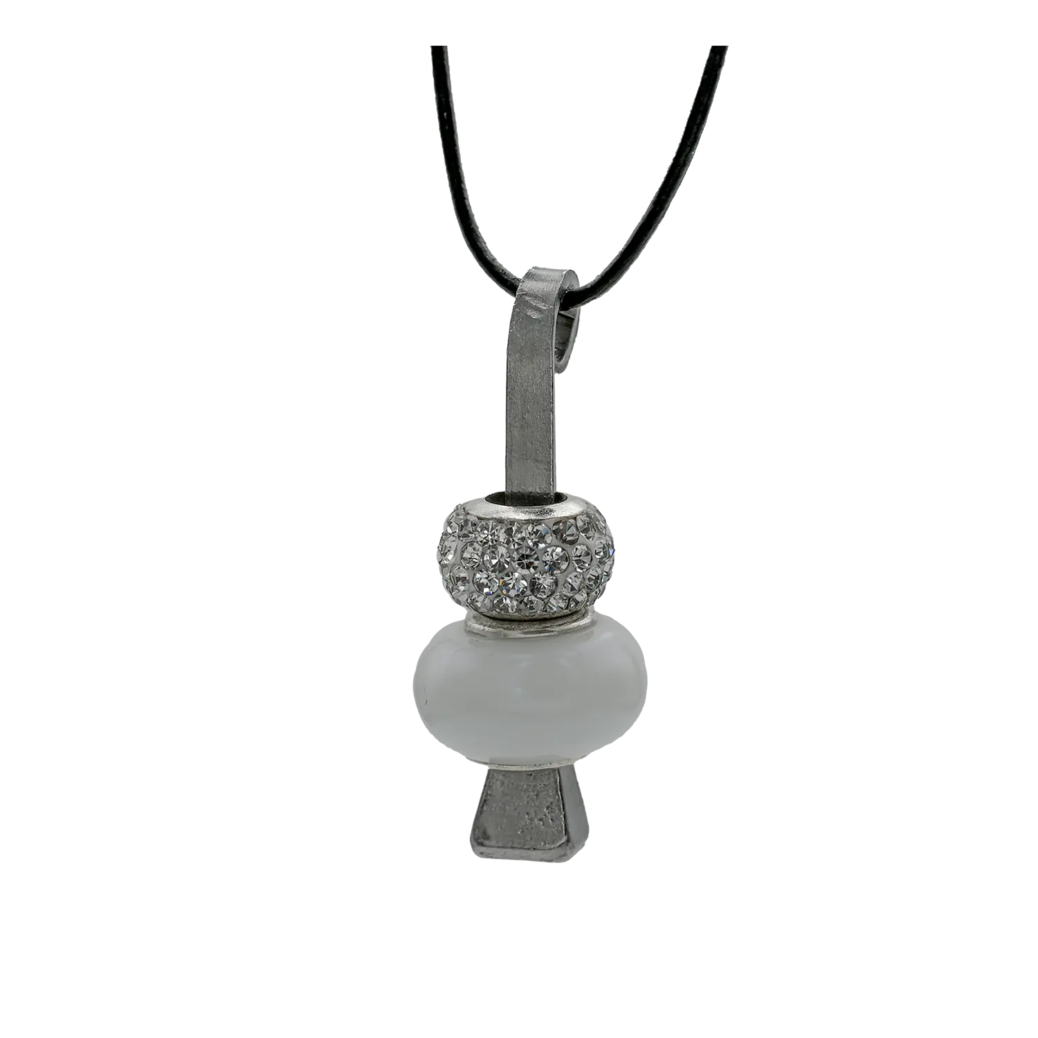 Hufnagel Schmuck mit weißer Glasperle und Kristallring