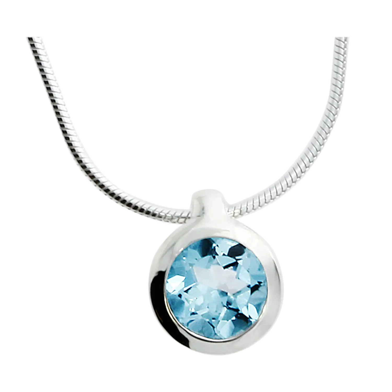 Kettenanhänger Silber mit Sky Blue Topas