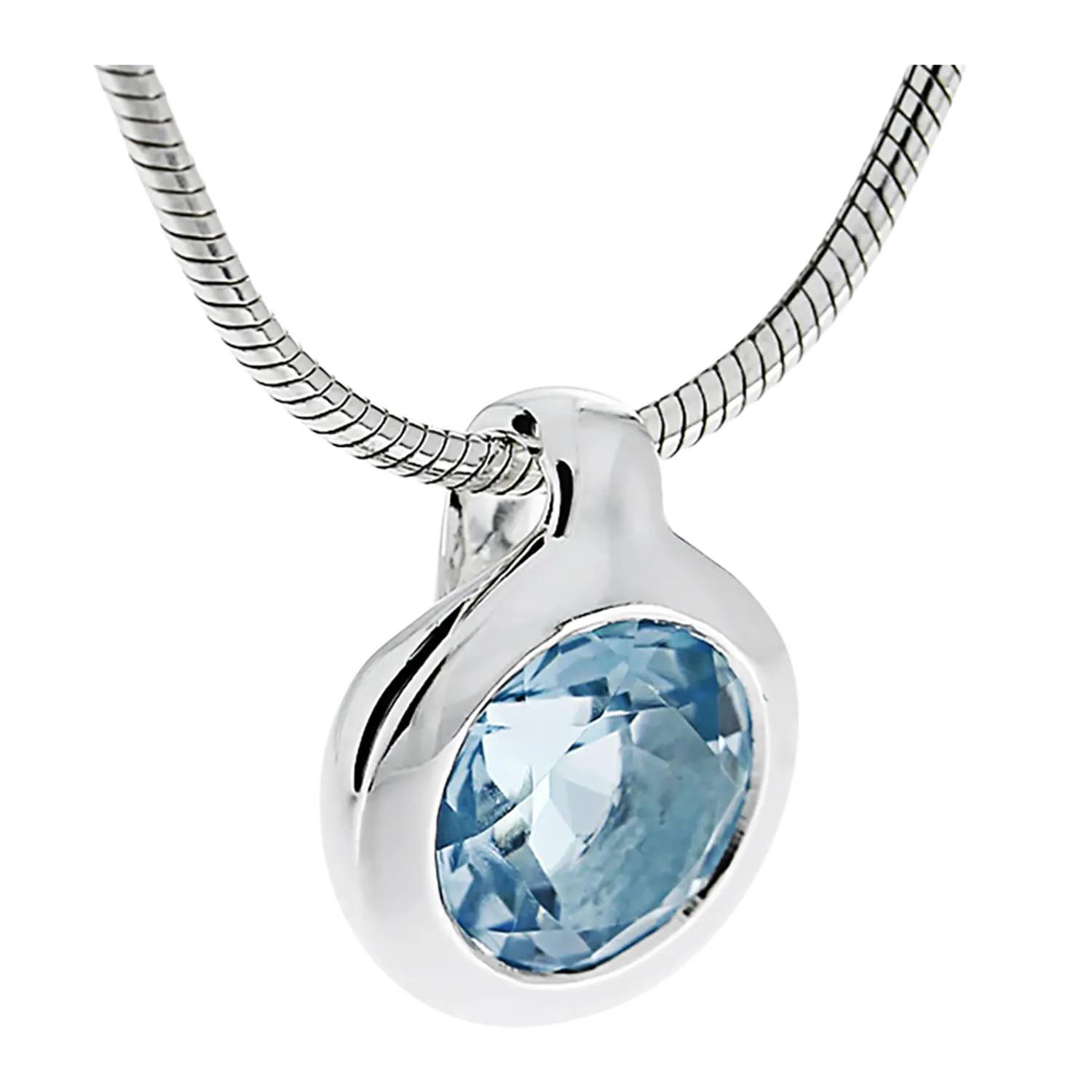 Kettenanhänger Silber mit Sky Blue Topas