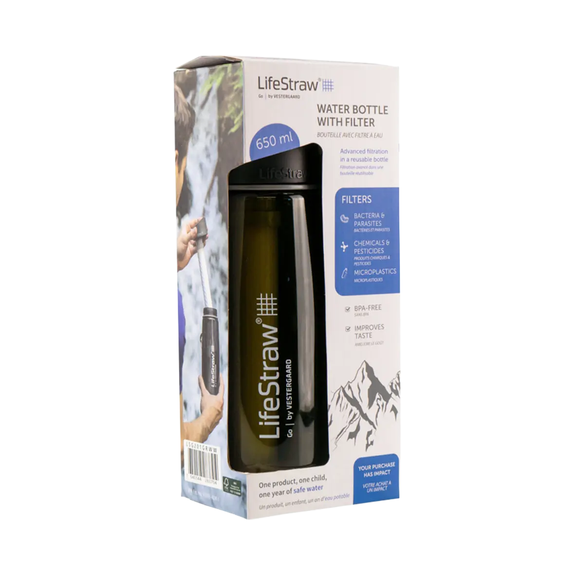 Die LifeStraw GO2 Wasserflasche in grün