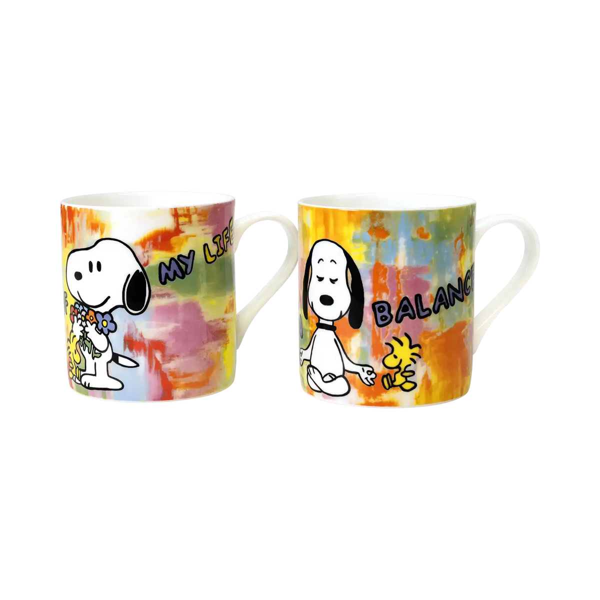 2 Becher mit Künstlermotiven "LOVE OF MY LIFE - FLOWERS" & "BE IN BALANCE" im Set – Porzellan