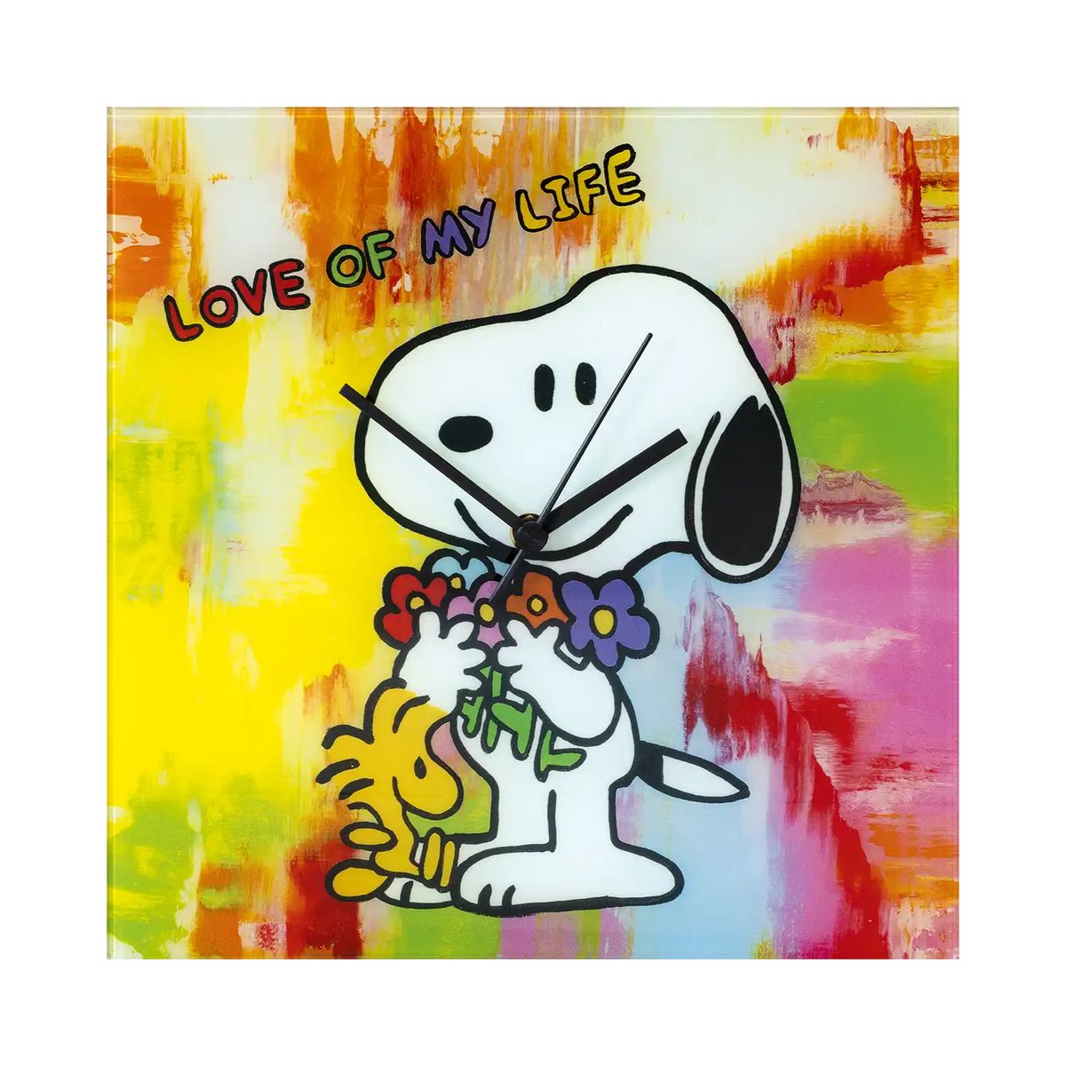Wanduhr "LOVE OF MY LIFE - FLOWERS" – Glas
