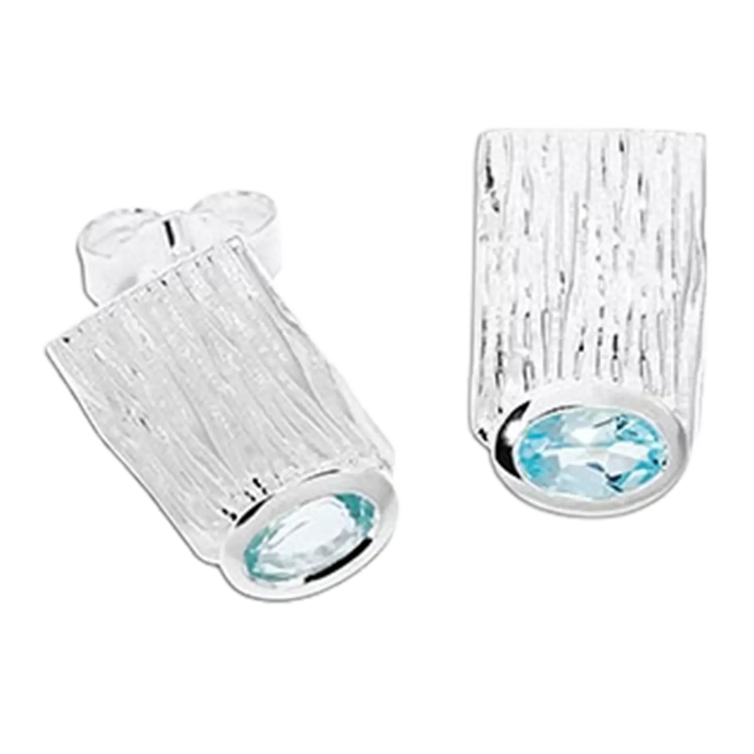 Ohrstecker Crease Silber Topas sky blue