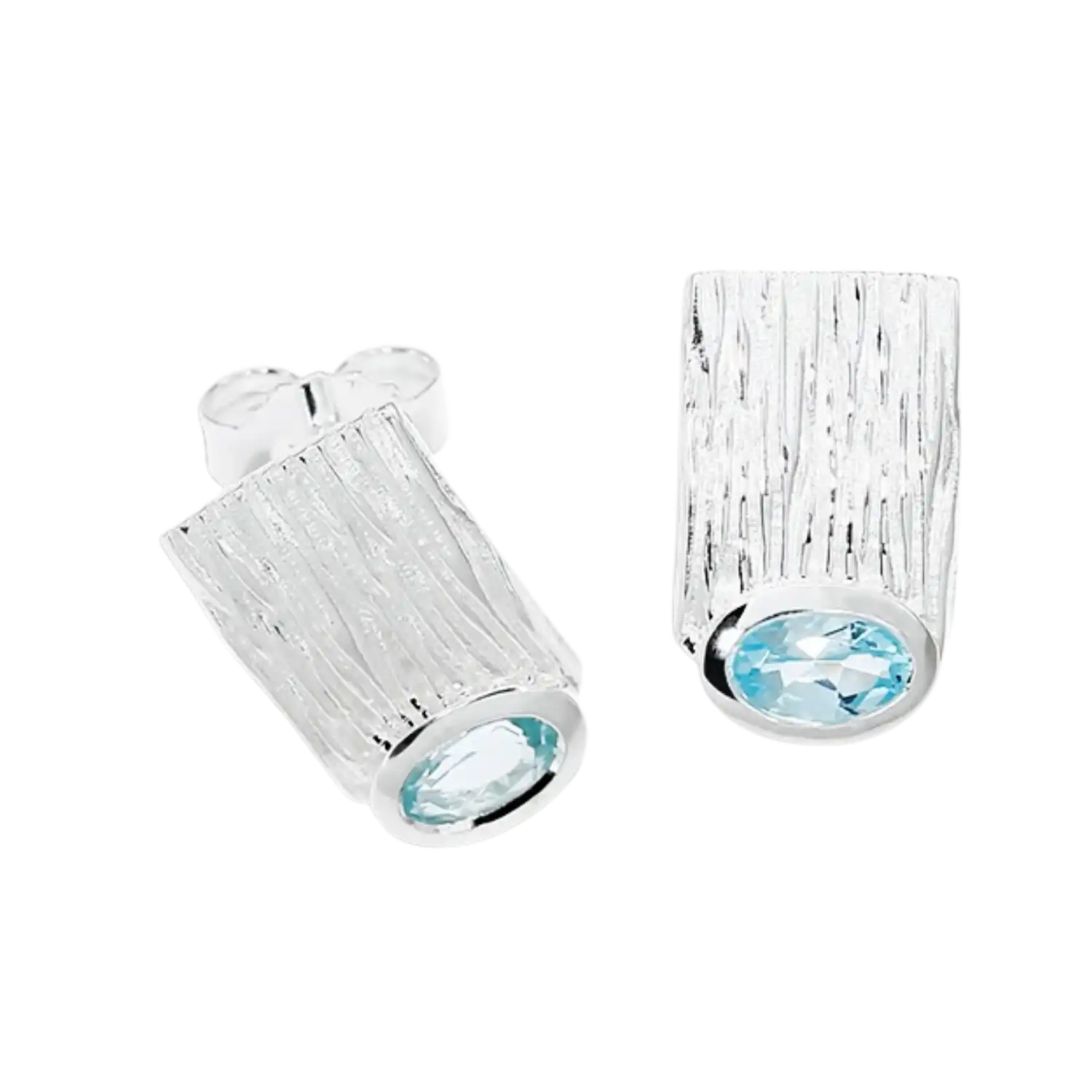 Ohrstecker Crease Silber Topas sky blue