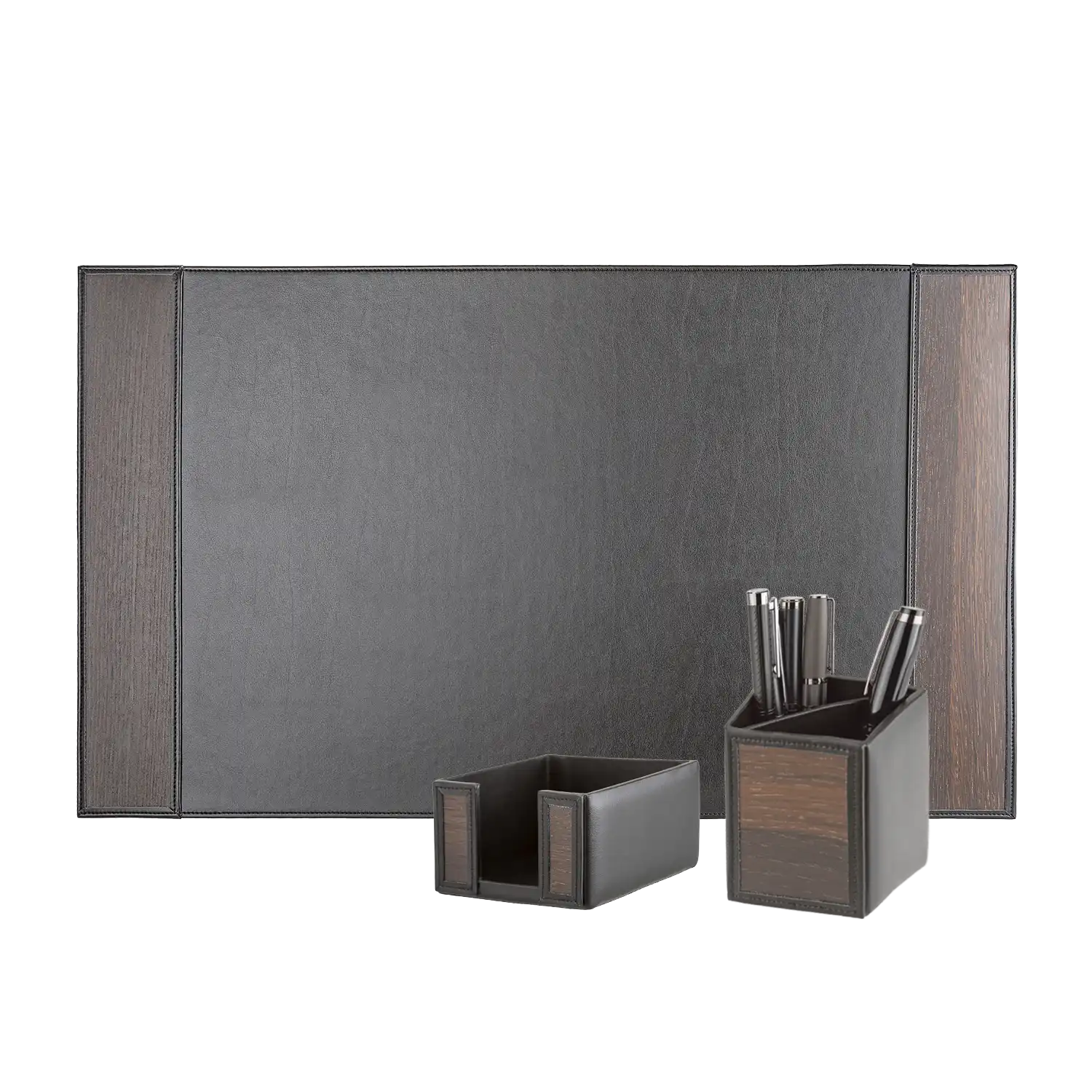 Schreibtisch-Set aus Räuchereiche und Rindleder