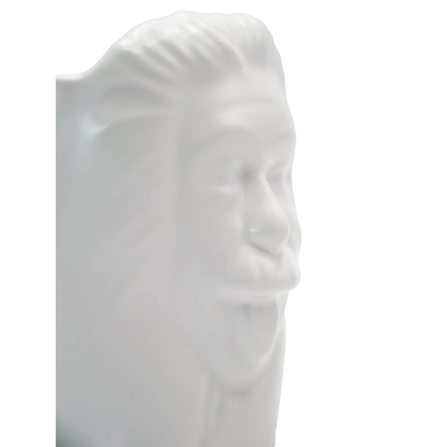 Der Albert Einstein Stifthalter – Keramik, Schreibtisch Deko besticht als einzigartiges Büroaccessoire mit stilisiertem Gesicht auf hellem Hintergrund.