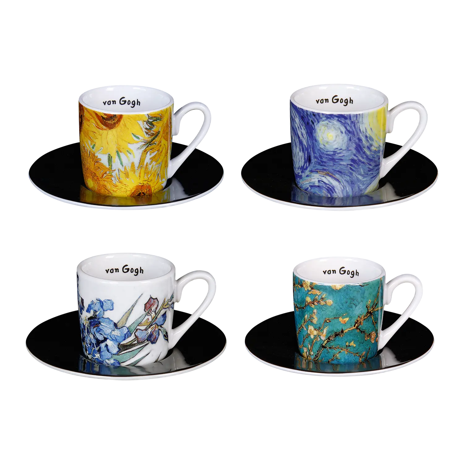 4 Espressotassen mit Künstlermotiven im Set