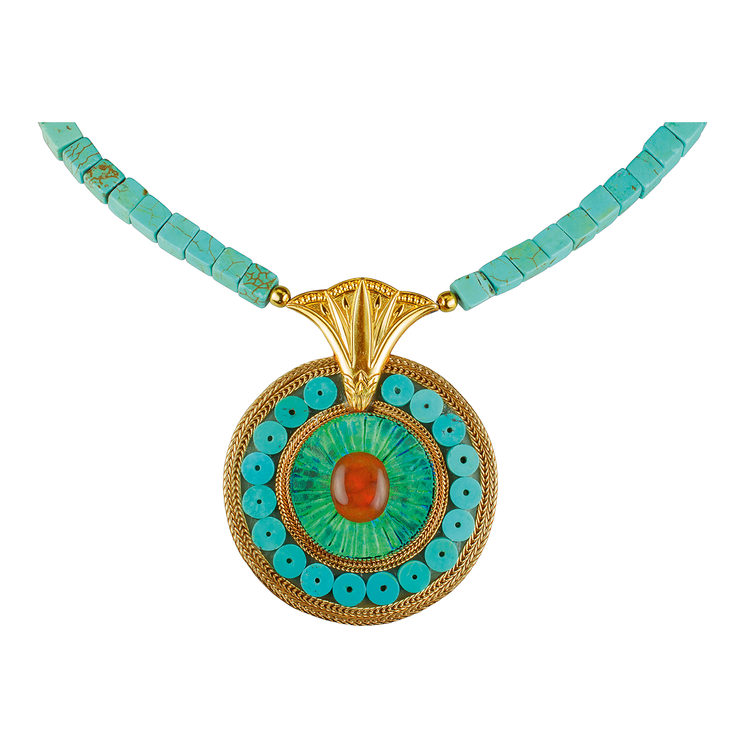 Türkis-Collier Lotusblüte
