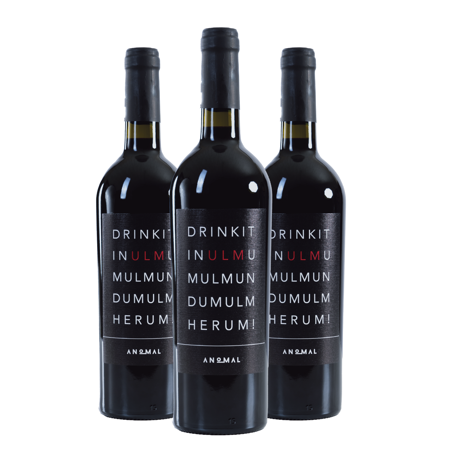 Wein Geschenke - Drei Weinflaschen mit dunklen Etiketten