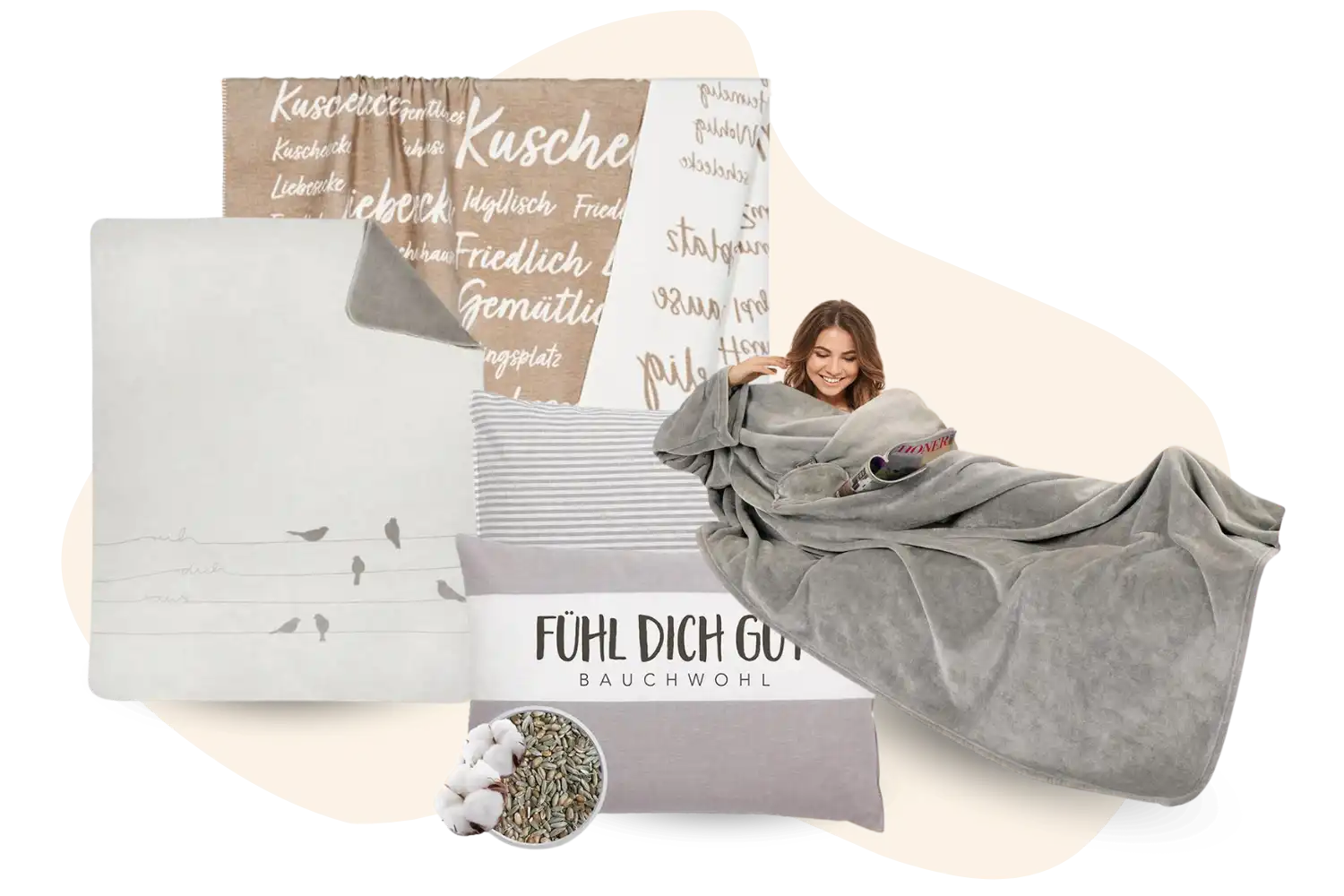 Decken und Kissen als Geschenk