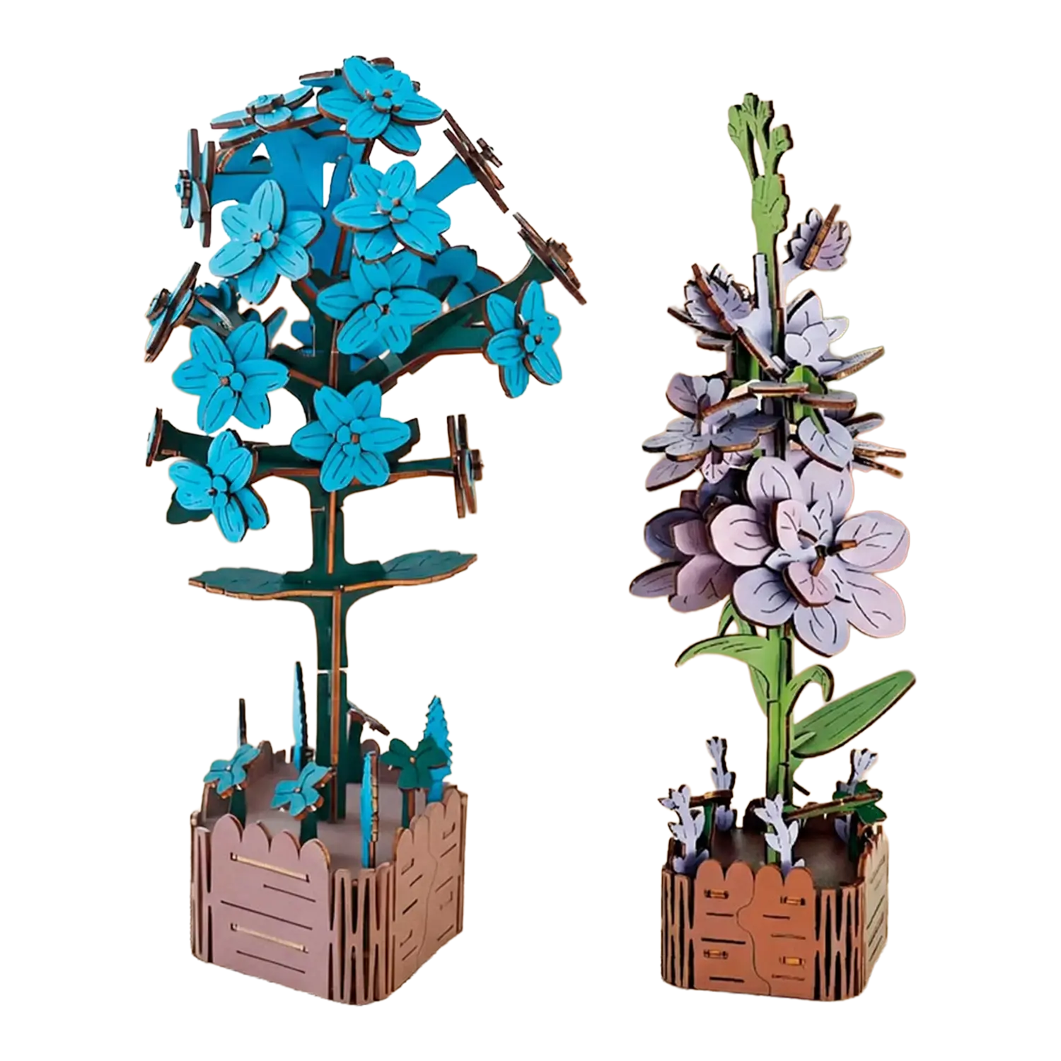 3D-Holzpuzzle 2er Set Veilchen & Hyazinthe
