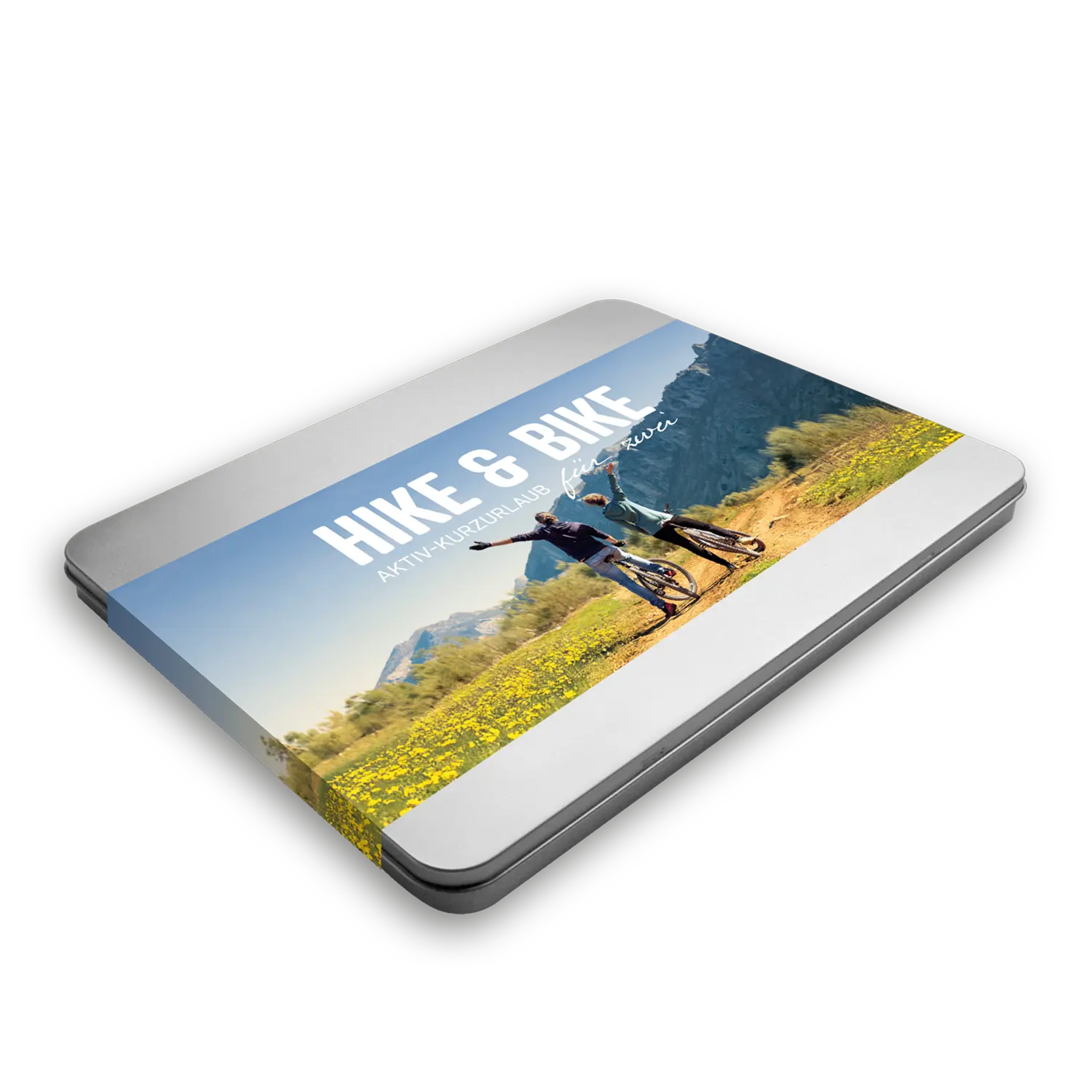 Blechdose für Hike Bike - Aktiv-Kurzurlaub für zwei, ideal für den Aktivurlaub.