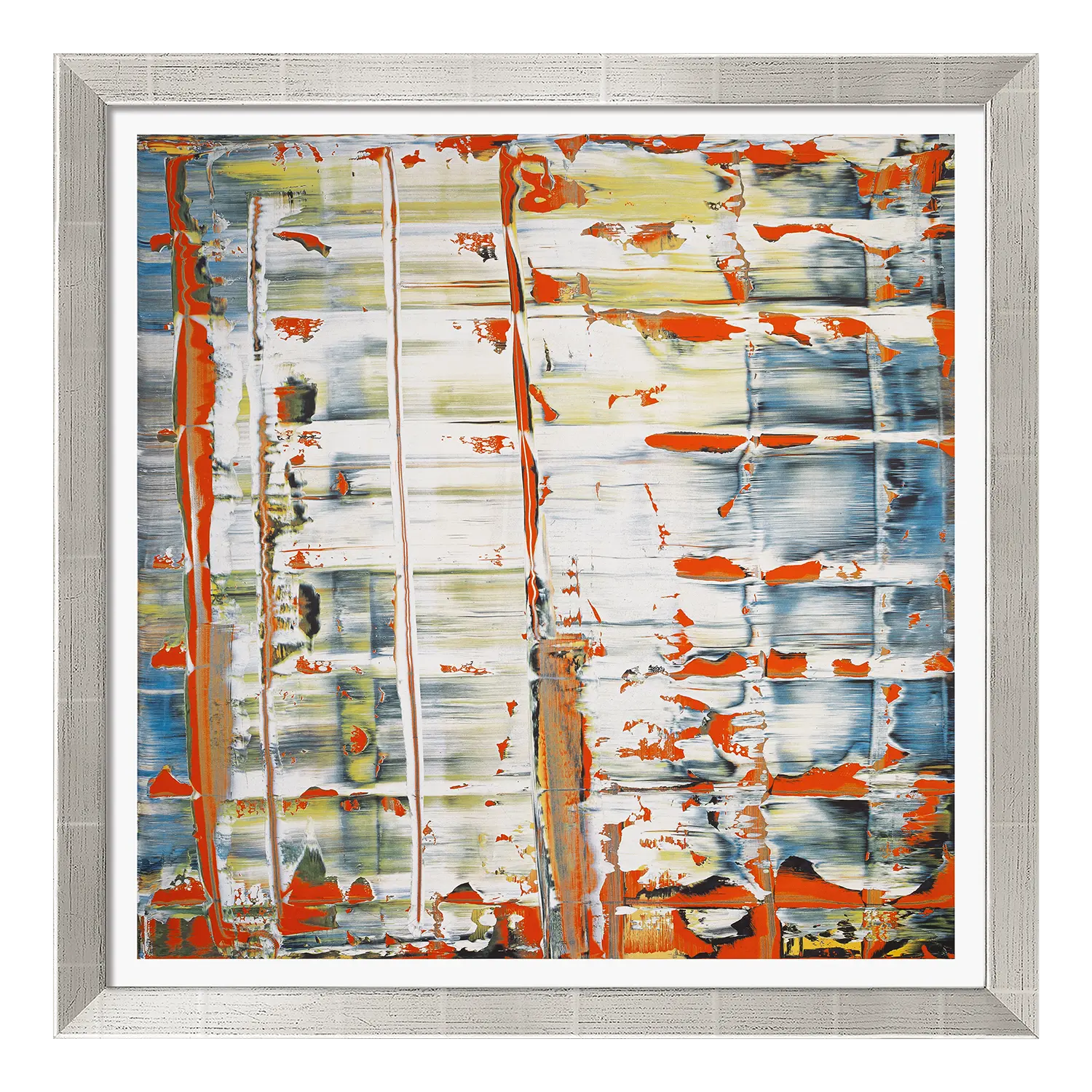 Abstraktes Bild silber gerahmt