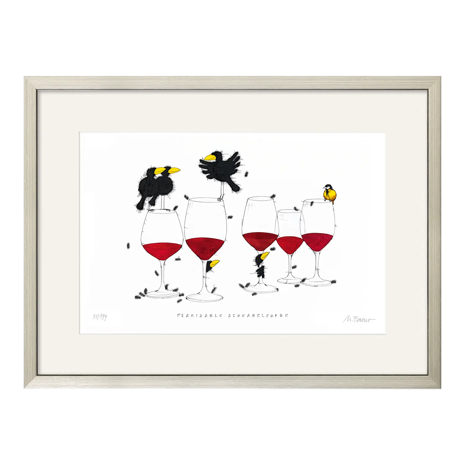 "Formidable Schnabelprobe", (2021), gerahmt