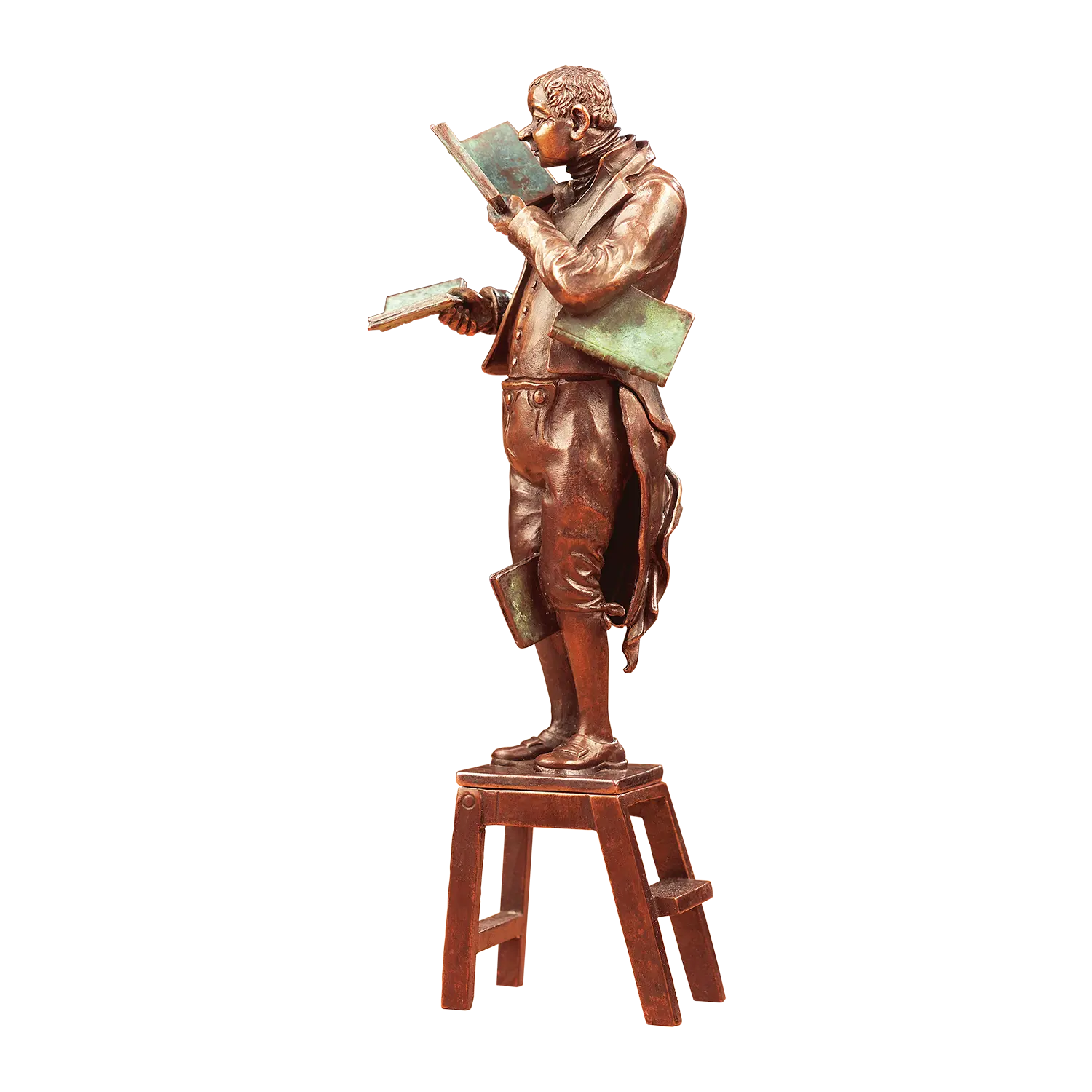 Skulptur "Der Bücherwurm", Version in Metallguss