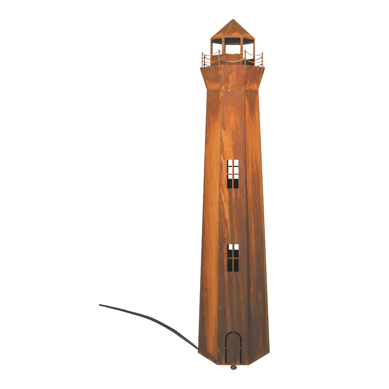 Edelrost Leuchtturm mit Beleuchtungssatz