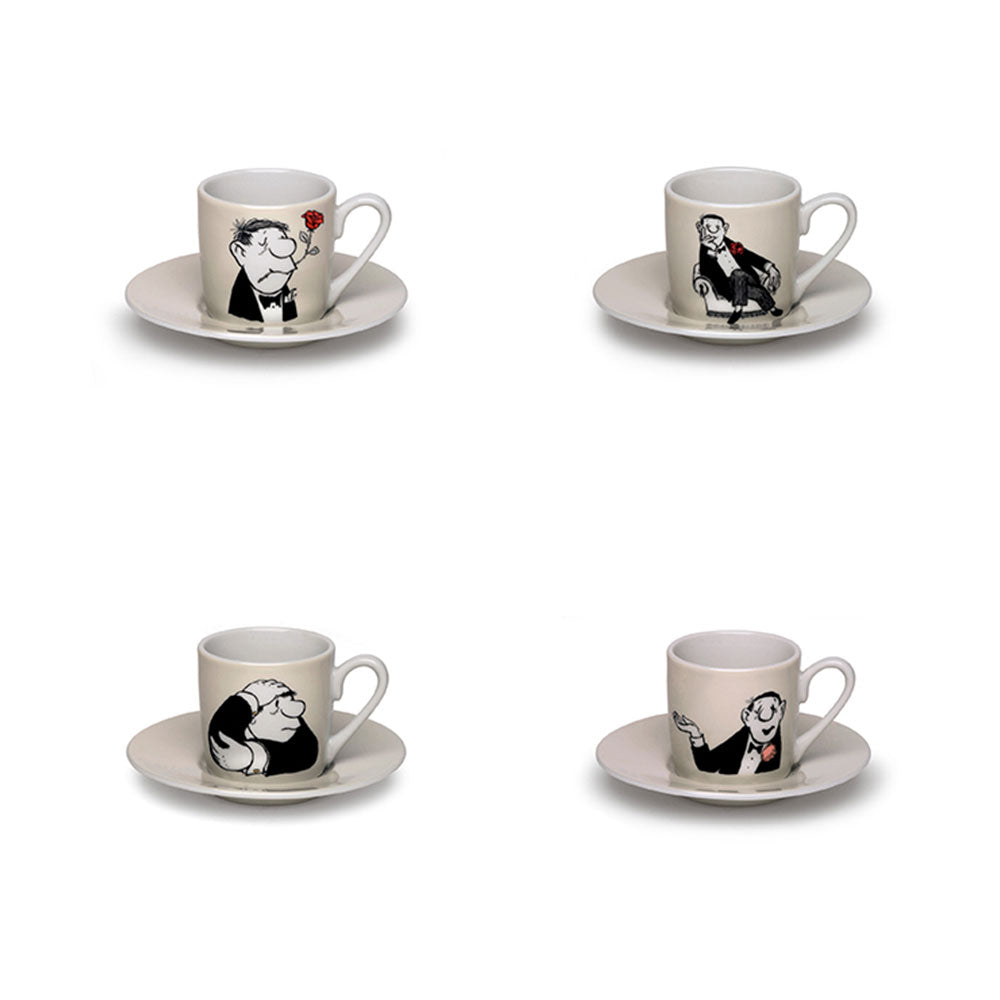4 Espressostassen mit Künstlermotiven im Set