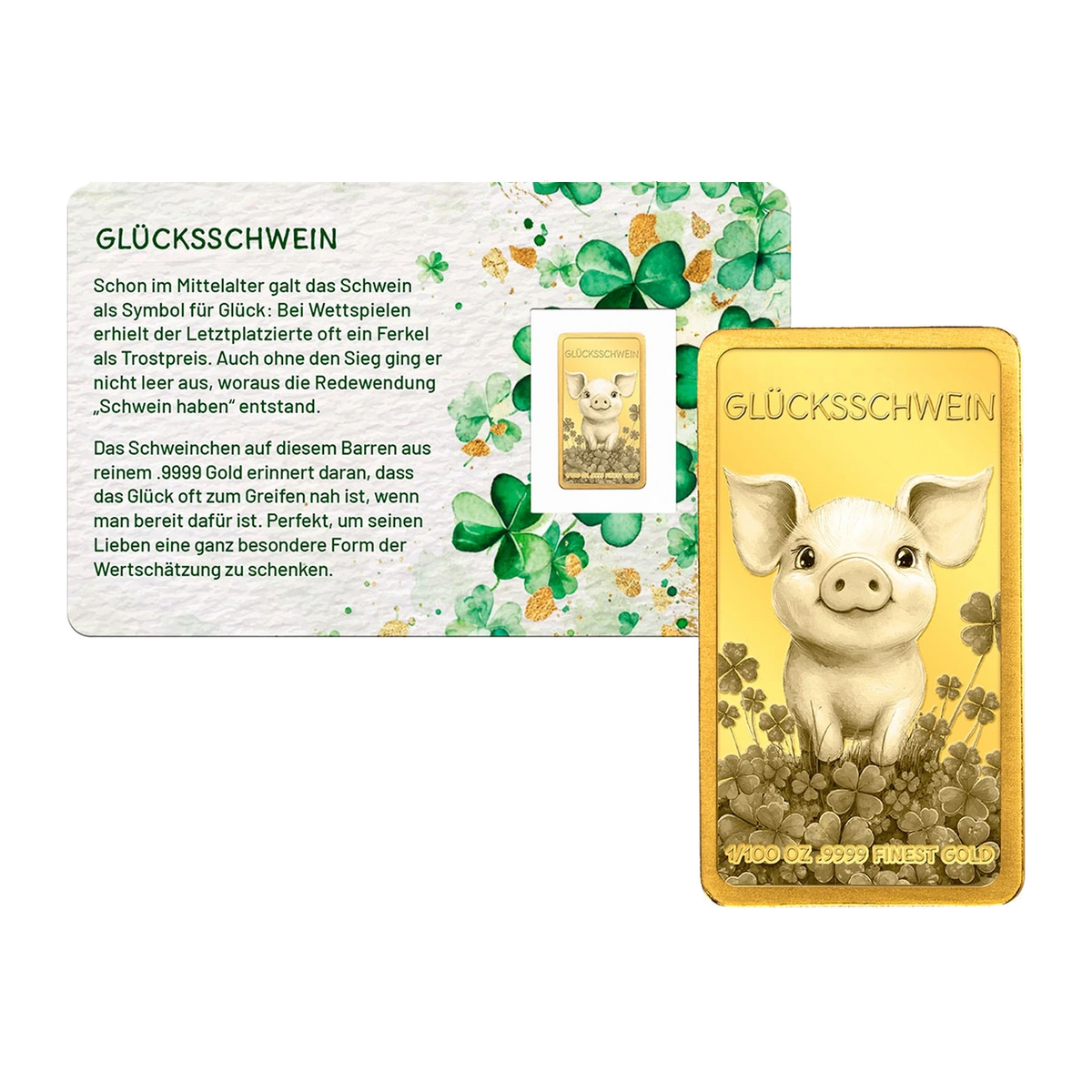 Goldbarren Glücksschwein, Geschenkkarte