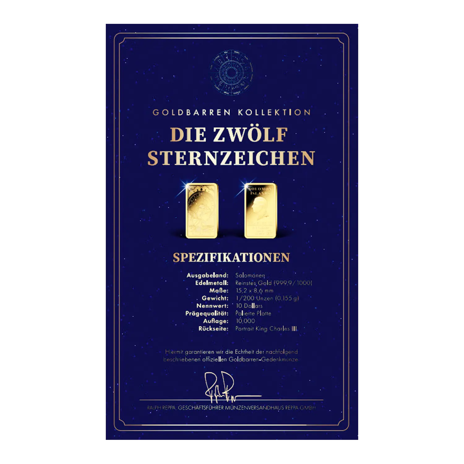 Goldbarren Sternzeichen Wassermann