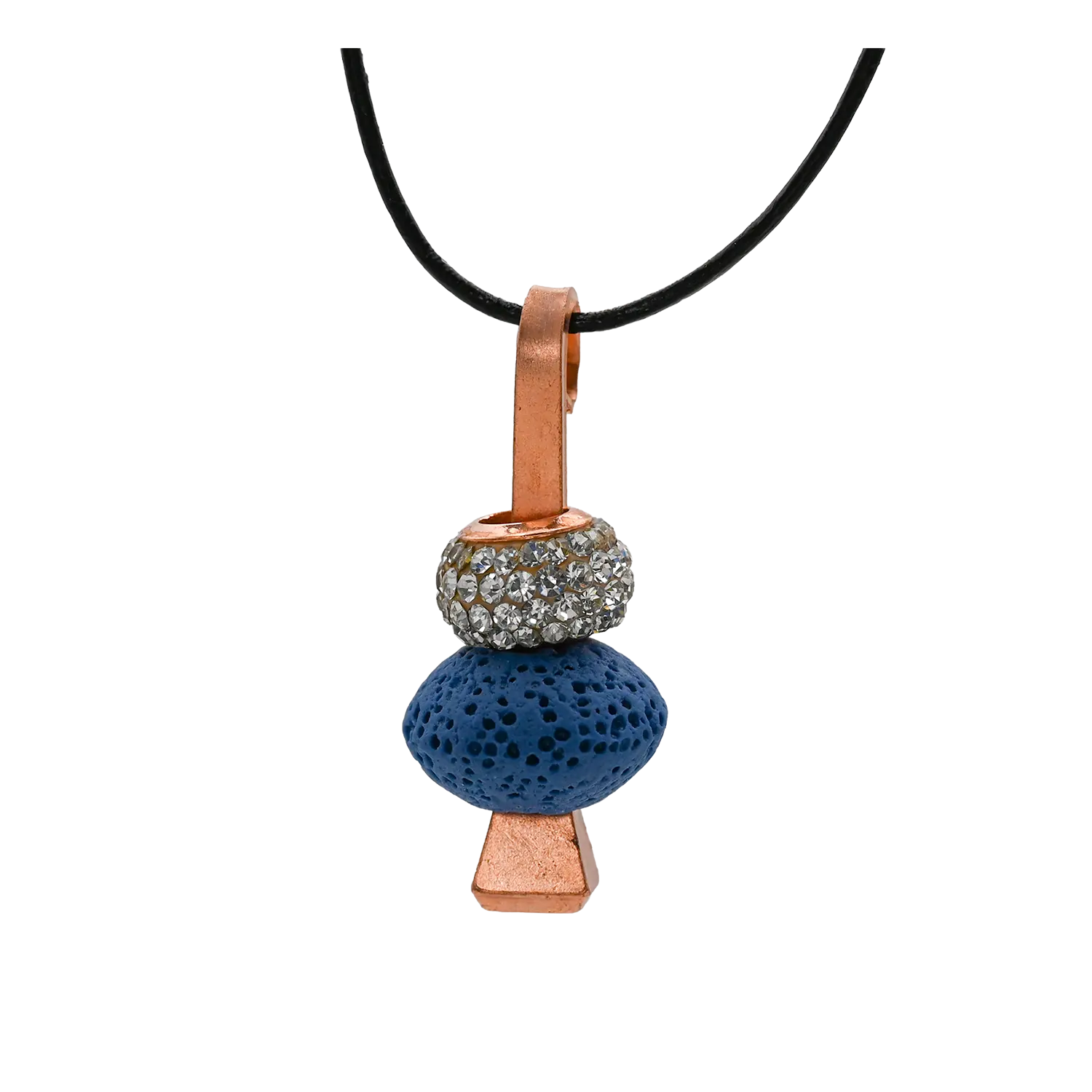Hufnagel Schmuck mit blauem Lavastein und Glitzerring