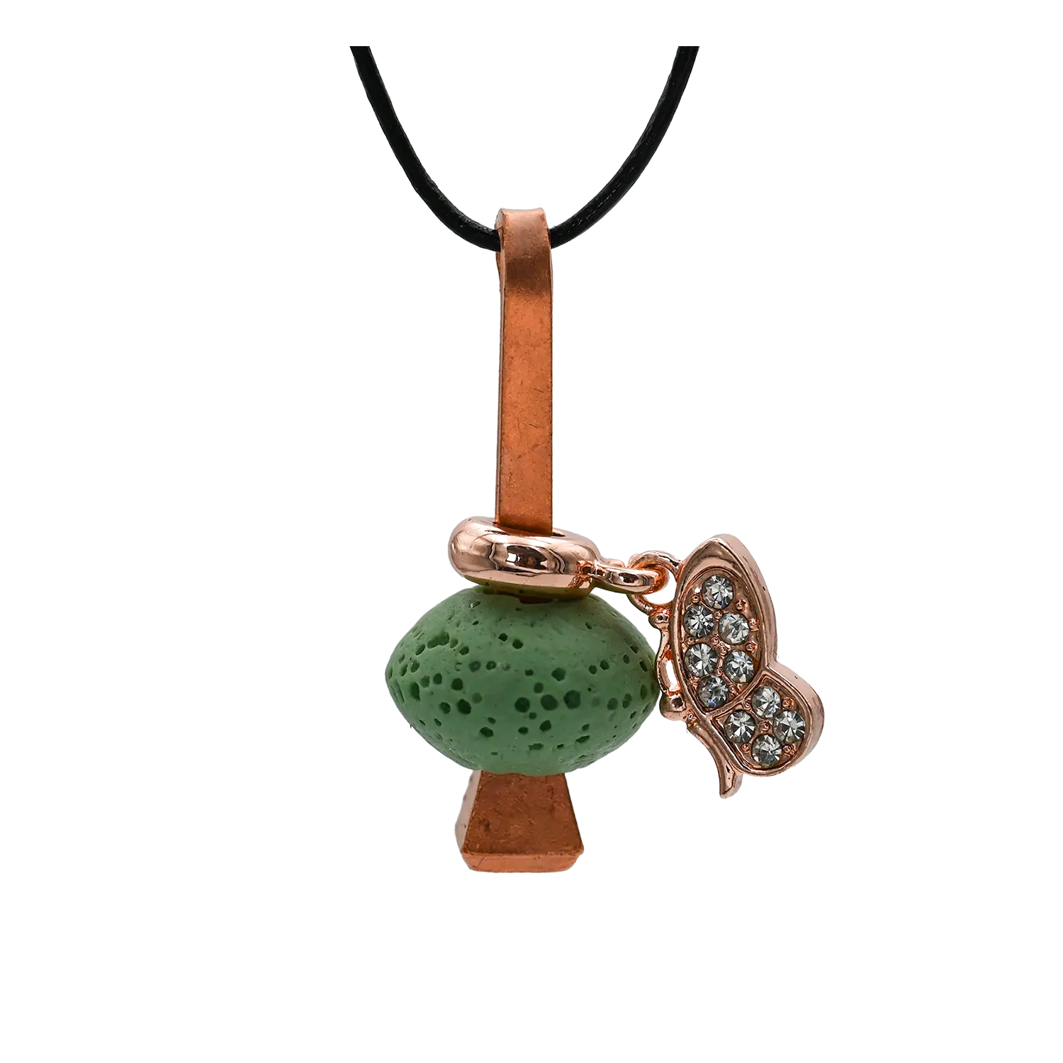 Hufnagel Schmuck mit grünem Lavastein und Schmetterling