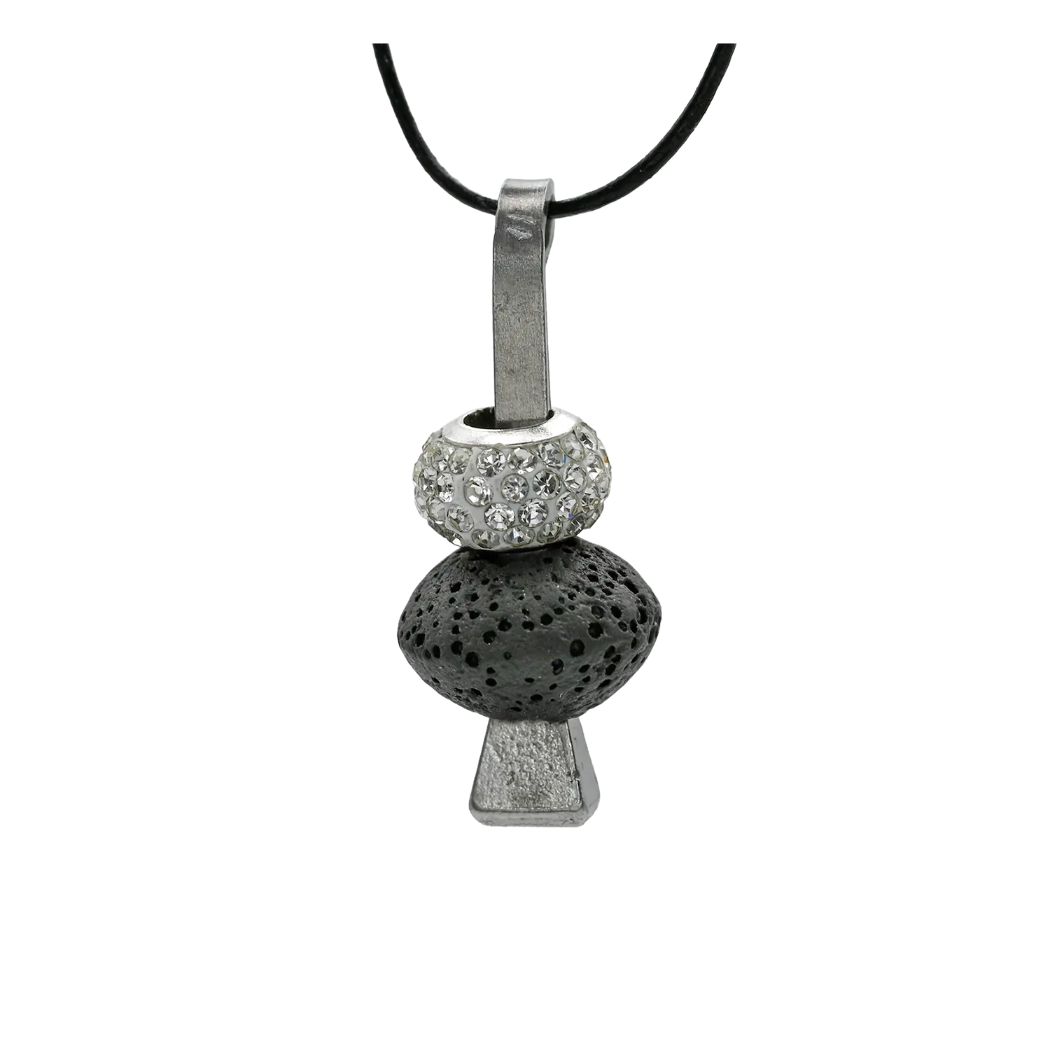 Hufnagel Schmuck mit schwarzem Lavastein und Glitzerring