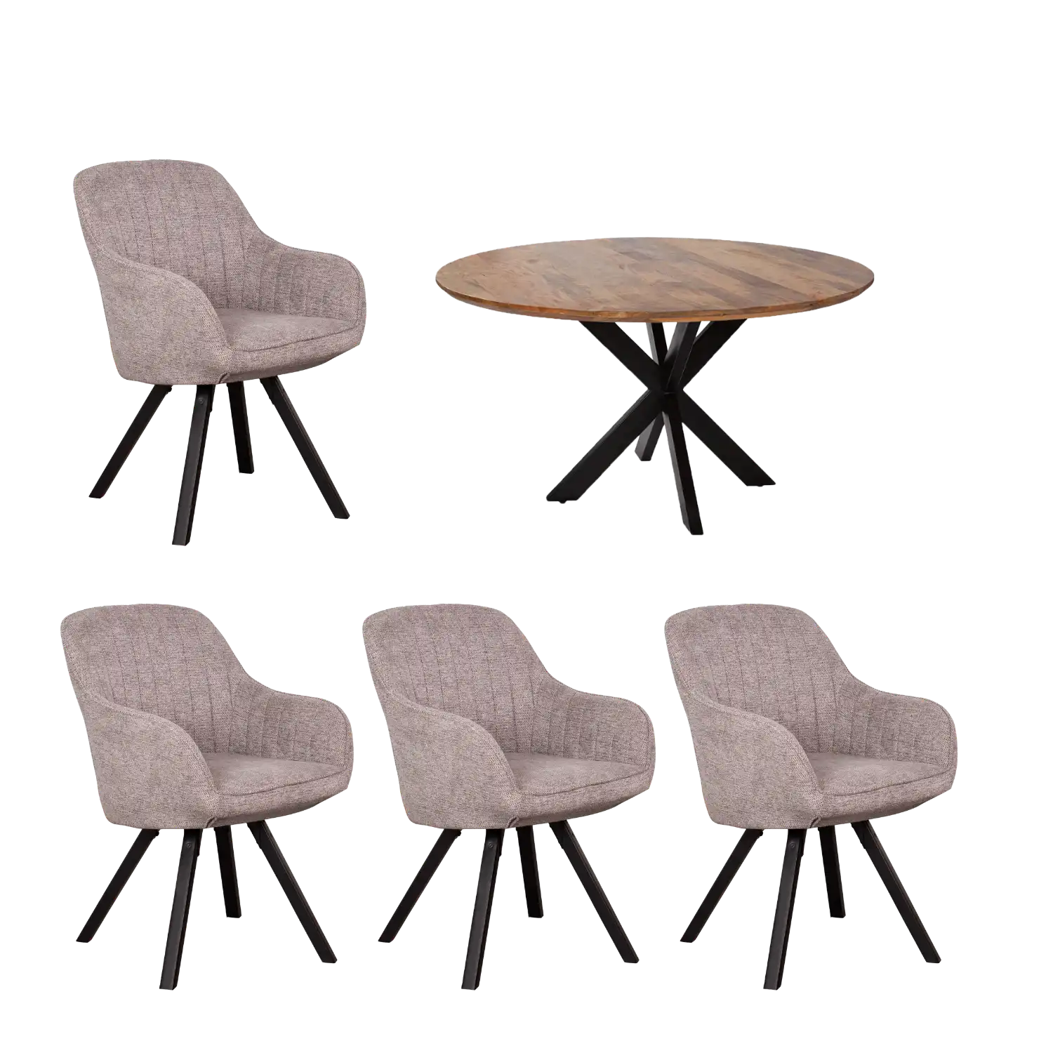 Indoormöbelset Diningsessel Matera mouse grey & Tisch Avola Gestell Cross