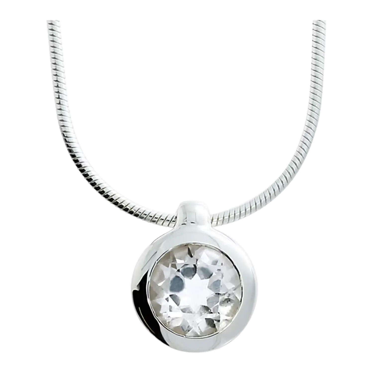 Kettenanhänger Silber weißer Topas 7mm Geschenk