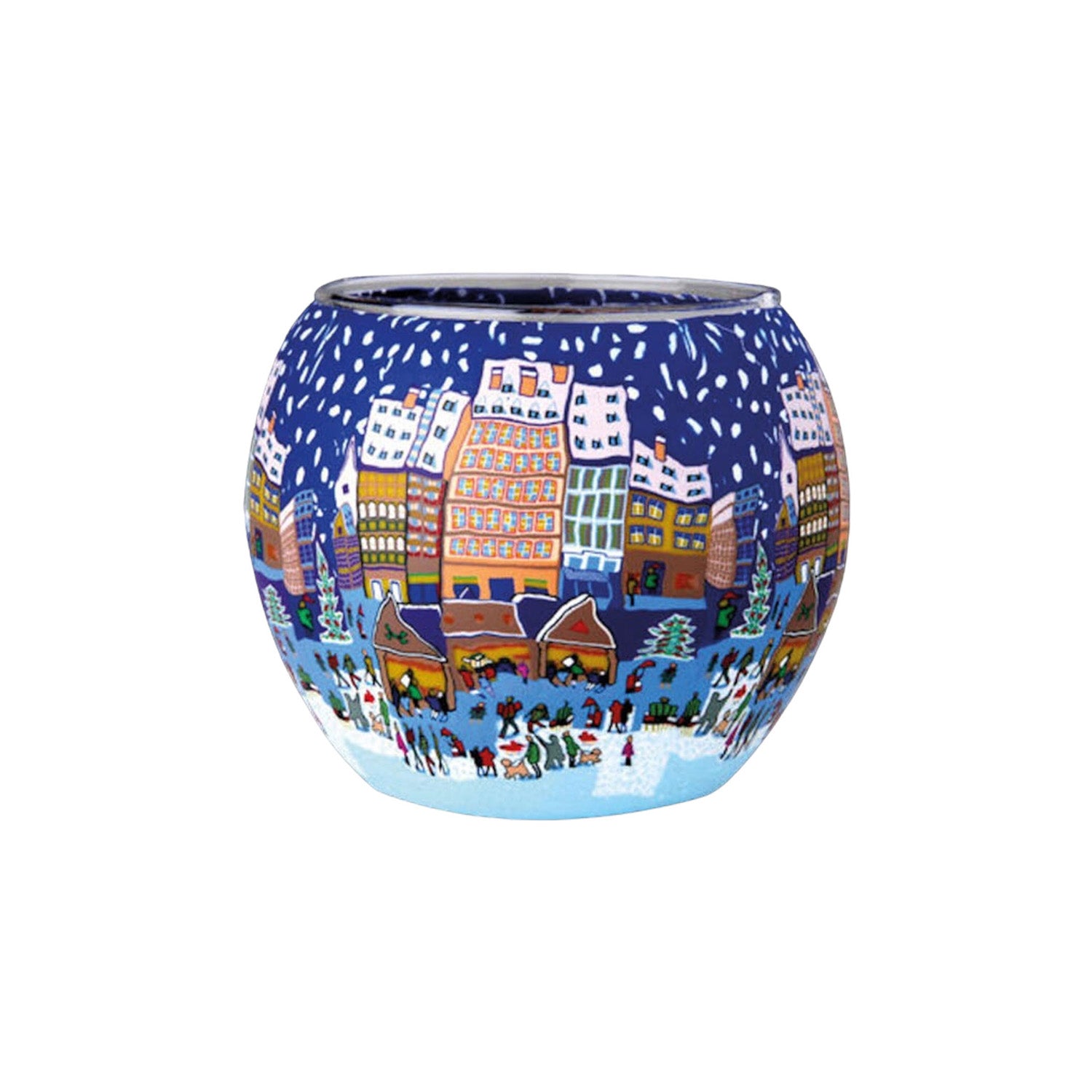 Teelichtglas „Christmas Fair“ – handbemalte Weihnachtsdeko