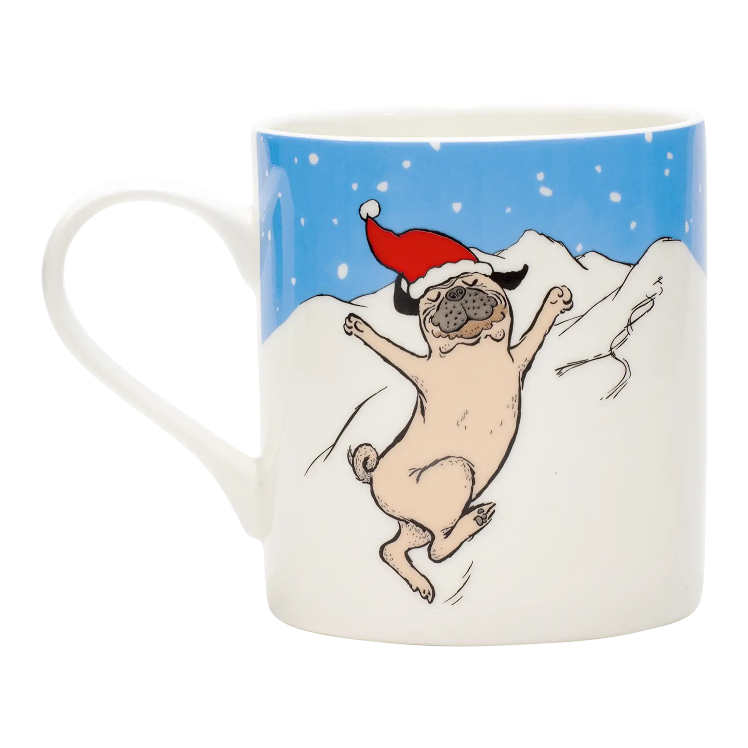 2 Becher "Weihnachtsmops und Weihnachtsmann" im Set