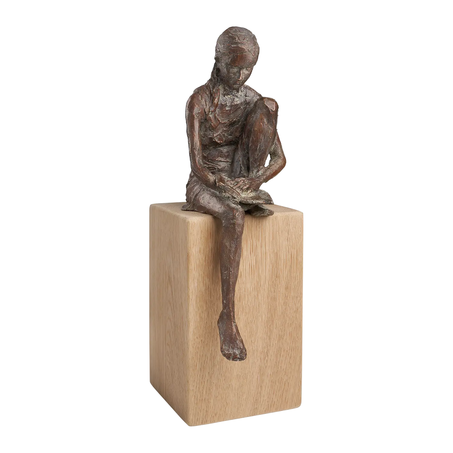 "Lesende", Bronze, mit Eichensockel