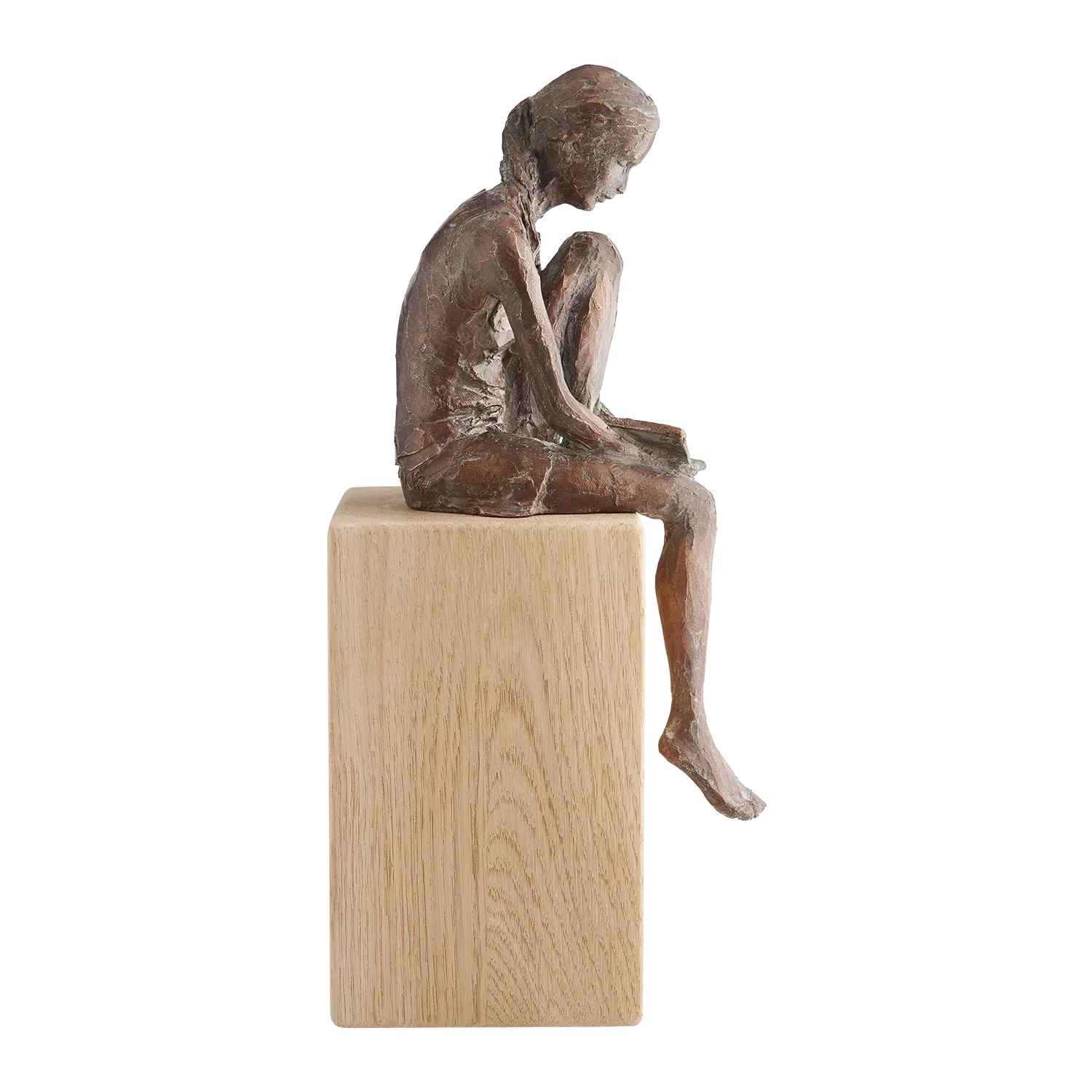 "Lesende", Bronze, mit Eichensockel