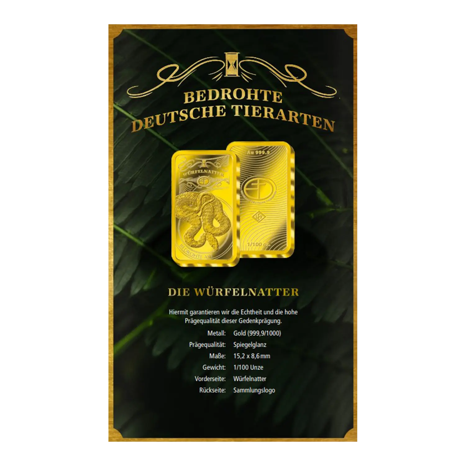 Goldbarren Bedrohte Tierarten Würfelnatter